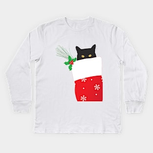 Christmas Cat Kids Long Sleeve T-Shirt